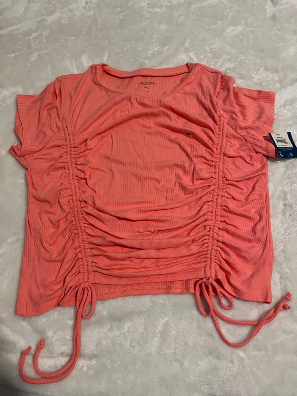 Arizona Jean Company Coral Drawstring Ruched Crop Top